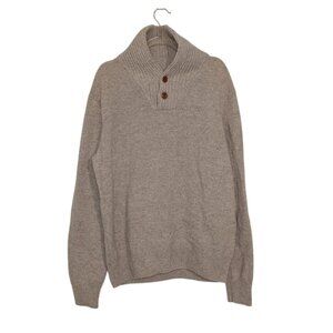 J Crew Shawl Collar Sweater Womens Size Medium Beige Neutral 100% Lambswool Knit